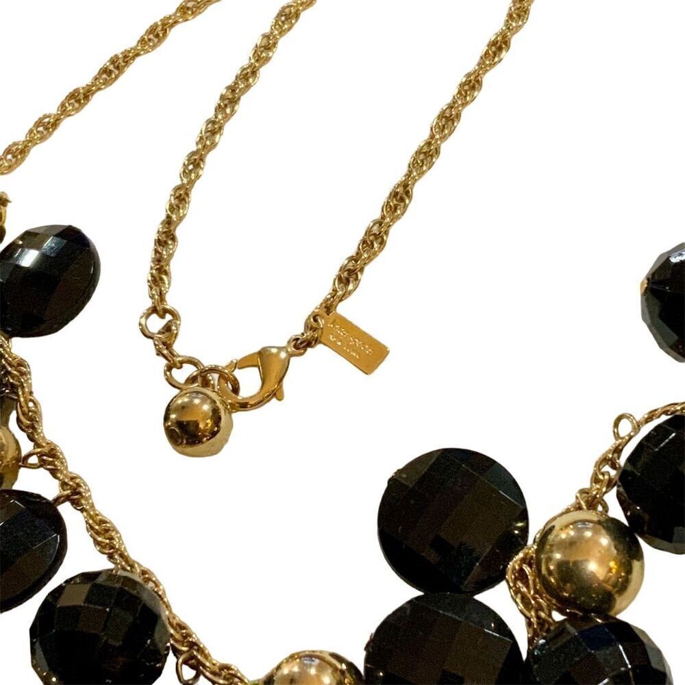 Kate Spade 16” Gold-Tone Black Beaded Necklace Versatile Lobster Clasp - EUC - Picture 3 of 3